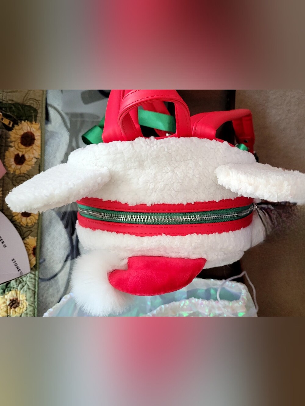 Loungefly x Disney Parks Mickey Snowman Fuzzy Backpack with Matching Ears - Picture 5 of 12
